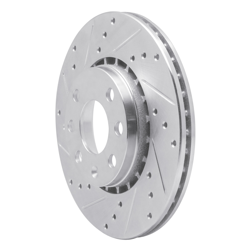 Fiat Punto Brake Rotor (1) - Front Left - R1 Concepts - Drilled & Slotted - Silver - `06-`10